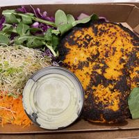 Tortilla de calabaza con ensalada y mayonesa de eneldo  at Mango in Montevideo