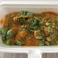 Ñoquis de espinaca con rawmesan at Mango in Montevideo