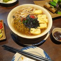 Rice noodles at Oneness Chay in Hanoi