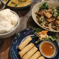 Coconut curry + Lemongrass Chilli Tofu + Spring rolls at Saigon Kingdom - Beach St in Queenstown