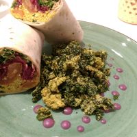 Black bean burrito and kale chips at Kalifornia Kitchen in London