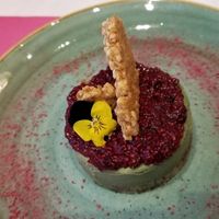 Matcha cheesecake with chia raspberry top at Kalifornia Kitchen in London