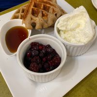 Waffles  at Embassy Vegetarian Cafe in Katoomba