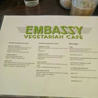 Menu at Embassy Vegetarian Cafe in Katoomba