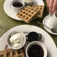 Waffles! at Embassy Vegetarian Cafe in Katoomba