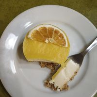 Lemon cheesecake at Embassy Vegetarian Cafe in Katoomba