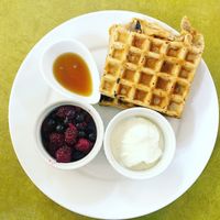 Waffles at Embassy Vegetarian Cafe in Katoomba