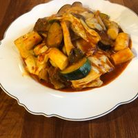 Vegan “pork belly” dish at Drunken Vegan - 드렁큰비건 in Seoul