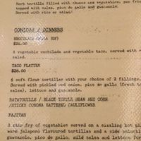 Veg menu  at Mexican Kitchen in Bendigo