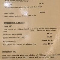 Veg menu at Mexican Kitchen in Bendigo