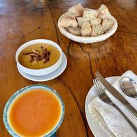 Guava juice and lentil soup   at Sofra in Luxor