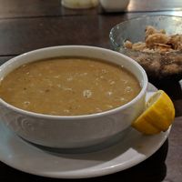 Lentil soup and crunchy croutons at Sofra in Luxor