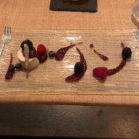 Vanilla lemon mousse with red berry coulis and shortbread at Seiperdue in Rome