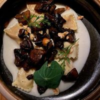 Ravioles de boniato con hongos y salsa de trufas at SACRO in Buenos Aires