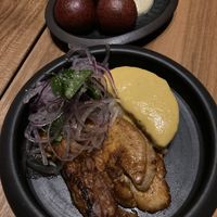 A type of mushrooms with yuca-rosti  at SACRO in Buenos Aires