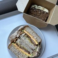 Rueben sandwich, carrot cake  at Little Fitzroy Coffee in Edinburgh