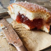 Jelly doughnut!  at Little Fitzroy Coffee in Edinburgh