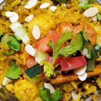 Vegetable biryani at Bhaji Curry House in Guanajuato