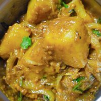 Bombay potatoes at Bhaji Curry House in Guanajuato