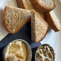 Sourdough (as flatbread unavailable) with hummus and bubaganoush. I nearly cried it was so good (and I’m a tough nut).   at The Lamb Inn in Burford