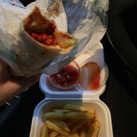 Chckn wrap and fries at Vegology in West London
