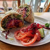 Vegan Curry Chickpea Burrito! at Puerto&Co in Puerto Viejo De Talamanca