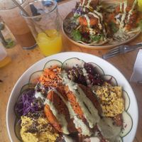 Bowl and the tacos at Puerto&Co in Puerto Viejo De Talamanca