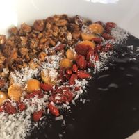 Charcoal smoothie bowl  at Puerto&Co in Puerto Viejo De Talamanca