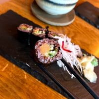 Smoked salmon black rice sushi - wow! at Secret Garden in Berlin