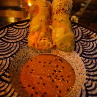 Summer rolls and peanut dipping sauce at Secret Garden in Berlin