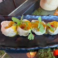 Dumplings with mango sauce  at Secret Garden in Berlin