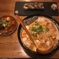 Tofu curry, kimchi and sushi at Secret Garden in Berlin