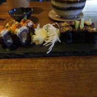 sushi plate with two options at Secret Garden in Berlin