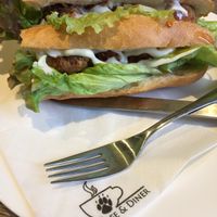 Soy karaage burger - with vegan mayo  at Bear's Cafe & Goldilocks Lounge in Hakuba