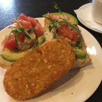 Vegan breaky with a side of hash brown. at Bear's Cafe & Goldilocks Lounge in Hakuba