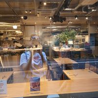 View from outside before it opened at nu dish Deli & Cafe in Tokyo