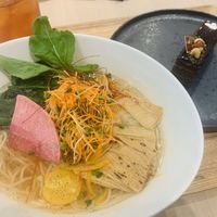 Yuzu ramen & vegan chocolate cake at nu dish Deli & Cafe in Tokyo