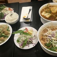 Green curry, laksa and spicy soup (all vegan) at King's Vegetarian in Bella Vista