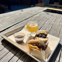 Lunch time with local plant protein from Tender Foods. Trying out that Somerville Dip on a sun-kissed afternoon. Grateful.  at Saus at Bow Market in Somerville