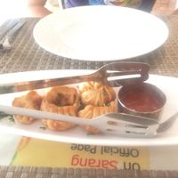 Friend dumplings at Sarang Sweets & Restaurant in Lucknow