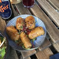 Shanghai night - soy stripes with sesame and tamarind sauce  at An Vegan House  in Hamburg