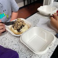 Cookie dough orange frosting   at Cinnaholic in Seattle