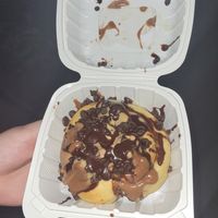 Cookie monster with chocolate frosting at Cinnaholic in Seattle