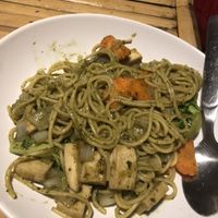 ‘Pesto’ pasta (delicious and full of exotic spices but definitely not what I would call a pesto) at Vegan Phangan in Koh Phangan