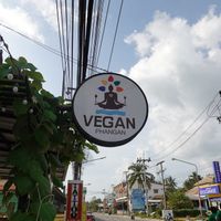 Main sign outside, by the road. at Vegan Phangan in Koh Phangan