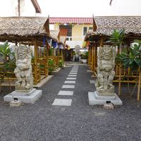 Outdoor eating (not 100% certain, but it seems like it, as it is right outside, using similar furniture) at Vegan Phangan in Koh Phangan