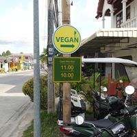 Secondary sign outside (I believe). at Vegan Phangan in Koh Phangan