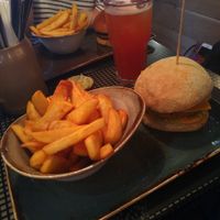 Burger with vegan cheese at Peter Pane - Friedrichstr in Berlin