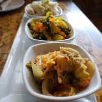 Kimchi plate. Verified vegan at Kokeshi in Salem