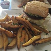 Veggie burger  at Cafe del Mundo in Mancora
